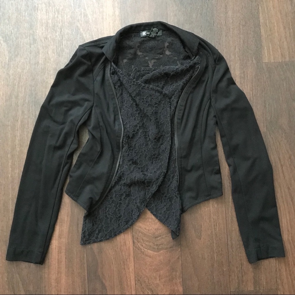 INC cropped lace moto jacket, small